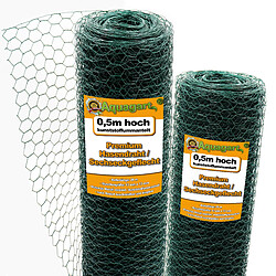 Aquagart 100 m grillage à maille hexagonale, grillage de clôture pour lièvres, vert, grillage pour clapiers à lapins 50 cm