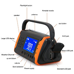 Universal Radio solaire extérieure portable d'urgence lampe de poche LED manivelle 4000mAh long endurance alimentation électrique banque alerte météo FM/AM/WB |(Orange) pas cher