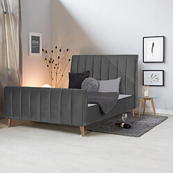 Avis Homestyle4U Lit Double 140x200 cm Capitonné Sommier à Lattes Gris Argenté