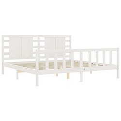 Maison Chic Lit adulte - Cadre Structure de lit avec tête de lit Contemporain blanc 200x200 cm bois massif -MN64991 pas cher