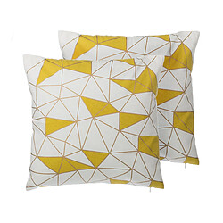 Beliani Lot de 2 coussins CLARKIA Coton 45 x 45 cm Géométrique Jaune