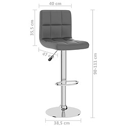 vidaXL Tabouret de bar Gris Similicuir pas cher