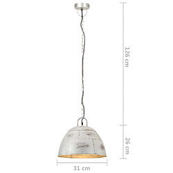 vidaXL Lampe suspendue industrielle vintage 25 W Argenté Rond 31cm E27 pas cher