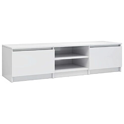 Maison Chic Meuble TV scandinave - Banc TV pour salon Blanc brillant 140x40x35,5 cm Aggloméré -MN55306