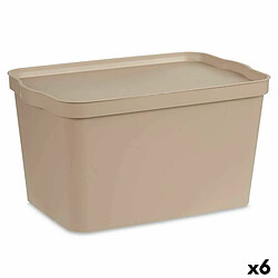 Kipit Boîte de rangement avec couvercle Beige Plastique 24 L 29,3 x 24,5 x 45 cm (6 Unités)