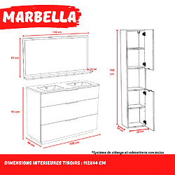 Le Quai Des Affaires Meuble sous-vasque MARBELLA 120 cm + vasque + miroir + colonne / Décor Chêne blanchi pas cher