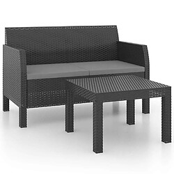 Maison Chic Salon de jardin 2 pcs avec coussins - Table et chaises d'extérieur - Mobilier/Meubles de jardin Moderne PP Rotin Anthracite -MN87729