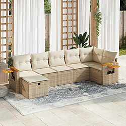 vidaXL Salon de jardin avec coussins 7 pcs beige résine tressée