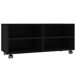 vidaXL Meuble TV avec roulettes Noir 90x35x35 cm Bois d'ingénierie