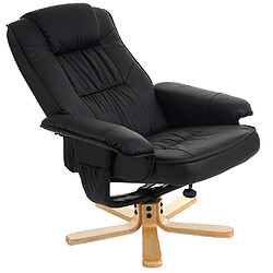 Mendler Fauteuil de télé M56, fauteuil de relaxation sans tabouret, similicuir ~ noir