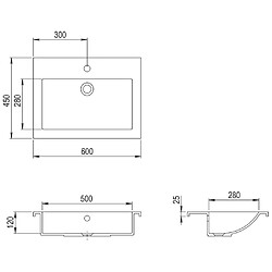 vidaXL Lavabo en granit 600 x 450 x 120 mm Blanc pas cher