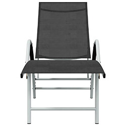 Helloshop26 Transat chaise longue bain de soleil lit de jardin terrasse meuble d'extérieur textilène et aluminium noir 02_0012933