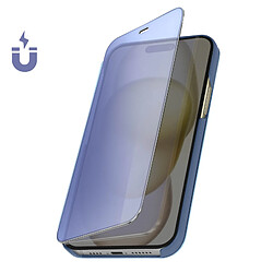 Avizar Étui Clear View pour iPhone 15 Pro Clapet Miroir Fonction Support Bleu pas cher