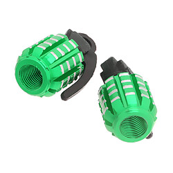 2pcs Grenade Shape Tire Tire Valve Dust Caps pour voiture Moto Bike -Green pas cher