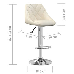 vidaXL Tabouret de bar Crème Velours pas cher