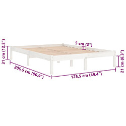 vidaXL Cadre de lit sans matelas blanc bois massif 120x200 cm pas cher