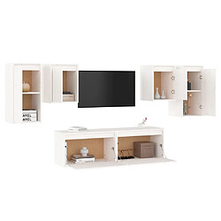 Avis vidaXL Meubles TV 6 pcs Blanc Bois massif de pin