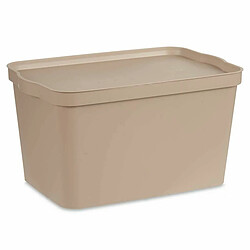 Kipit Boîte de rangement avec couvercle Beige Plastique 24 L 29,3 x 24,5 x 45 cm (6 Unités)