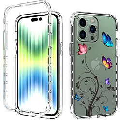 Coque en TPU anti-chute pour votre iPhone 14 Pro Max - Arbre et papillon