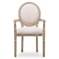 NC Lot de 2 fauteuils médaillon Louis XVI tissu Beige