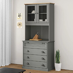 vidaXL Buffet haut VIGO gris 80x40x176 cm bois massif de pin