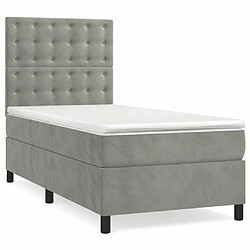 Avis Maison Chic Lit adulte- Lit + matelas,Sommier à lattes de lit et matelas et LED Gris clair 90x190 cm -GKD26452