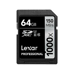 LEXAR Carte SDXC 64 Go 1000X Professional 150 Mo/s Classe 10 UHS-II U3