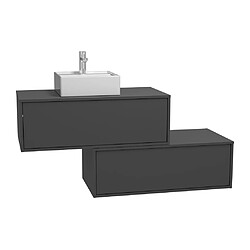 Vente-Unique Meuble de salle de bain suspendu gris anthracite avec simple vasque carrée et deux tiroirs - 94 cm - TEANA II