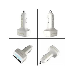 YP Select Chargeur de voiture Dual 2 USB Testeur de courant de tension Adapte-BLANC BLEU