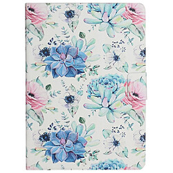 Etui en PU avec support et porte-cartes Fleur bleue rose pour votre Samsung Galaxy Tab A8 (2021) SM-X200/SM-X205