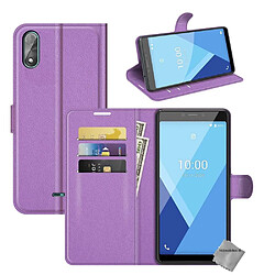 Htdmobiles Housse etui portefeuille avec coque intérieure en silicone pour Wiko Y51 + film ecran - MAUVE