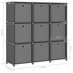 vidaXL Étagère à 9 cubes avec boîtes Gris 103x30x107,5 cm Tissu pas cher