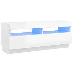 Maison Chic Meubles TV avec lumières LED - Banc TV pour salon blanc brillant 100x35x40 cm -MN65917