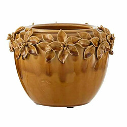 Paris Prix Cache-Pot en Céramique Fleur Design 21cm Ocre