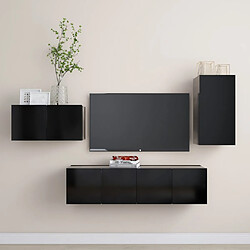 vidaXL Ensemble de meubles TV 4 pcs Noir Bois d'ingénierie