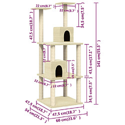 Acheter Helloshop26 Arbre à chat 141 cm Crème