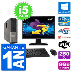 PC Dell 990 SFF Ecran 22" Intel i5-2400 RAM 8Go Disque Dur 250Go Windows 10 Wifi - Occasion