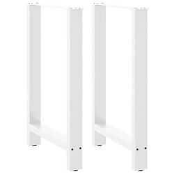 vidaXL Pieds de table basse blanc 2 pcs 60x(90-91) cm acier