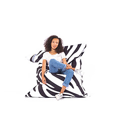 Coussin géant 130x170cm printed zebra - 10000-22 - JUMBO BAG pas cher