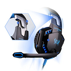 Wewoo Casque PC bleu et noir pour PC Gamer, Longueur du Câble: Environ 2.2m + Sur-oreille Jeu Gaming Écouteur Bandeau avec Micro Basse Stéréo LED Lumière pas cher