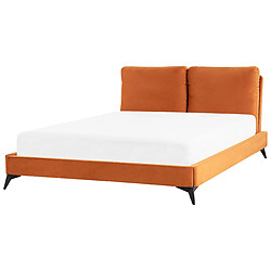 Beliani Lit double en velours orange 160 x 200 cm MELLE