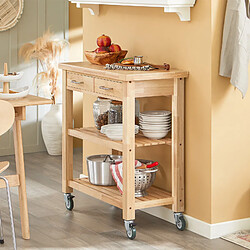 SoBuy FKW24-N Chariot de Cuisine en bois d'hévéa Kitchen Trolley Desserte roulante