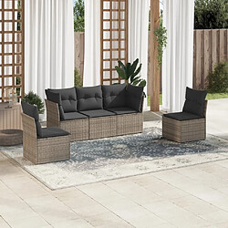 vidaXL Salon de jardin 5 pcs avec coussins gris résine tressée