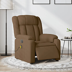 vidaXL Fauteuil inclinable de massage électrique marron tissu