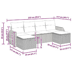 vidaXL Salon de jardin avec coussins 6 pcs beige résine tressée pas cher
