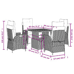 vidaXL Ensemble à manger de jardin avec coussins 5pcs Beige poly rotin pas cher