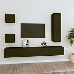 Maison Chic Ensemble de meubles TV 5 pcs | Banc TV Moderne pour salon | Meuble de Rangement - Noir Bois d'ingénierie -MN43756