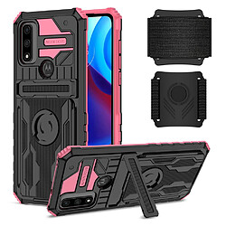 Coque en TPU anti-rayures avec béquille rose pour votre Motorola G Pure