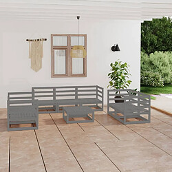 Maison Chic Salon de jardin 8 pcs - Table et chaises d'extérieur - Mobilier/Meubles de jardin Moderne Gris Bois de pin massif -MN56961