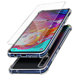 Avizar Pack Protection Galaxy A70 Coque Souple + Film Verre Trempé 9H Transparent